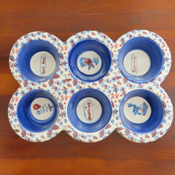 Anthropologie Nathalie Lete Collaboration Muffin 6 Cups Stoneware - Picture 2 of 9